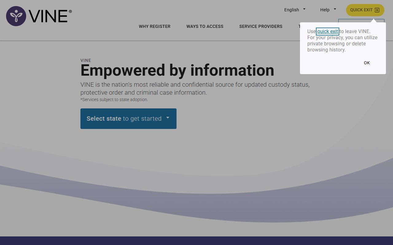 VINELink search and notification portal for Hartford County inmate custody and release alerts