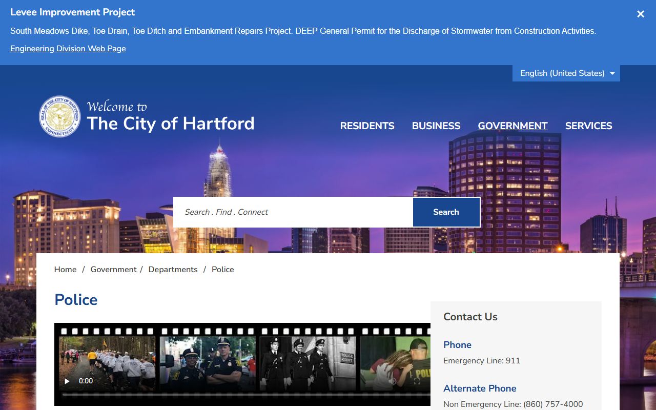 Hartford Police records and arrest log page for Hartford County court records after an arrest